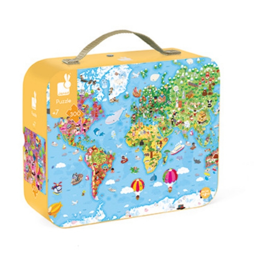 Giant World Map Puzzle - Blue and Yellow